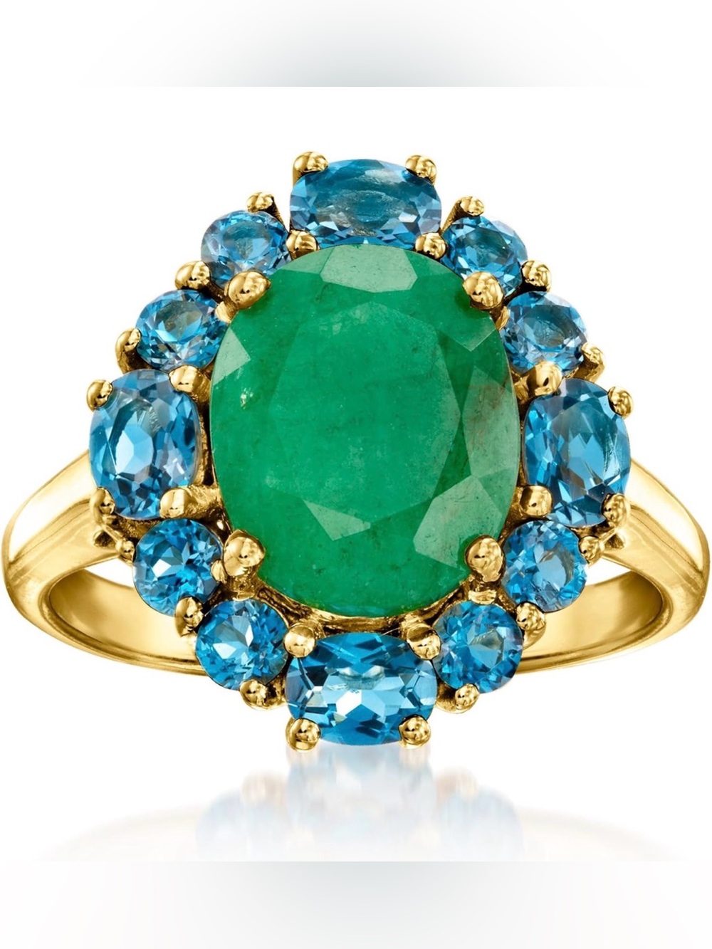 Natural 2.80ct Emerald London Blue Topaz Ring 18K Gold Over Sterling Silver